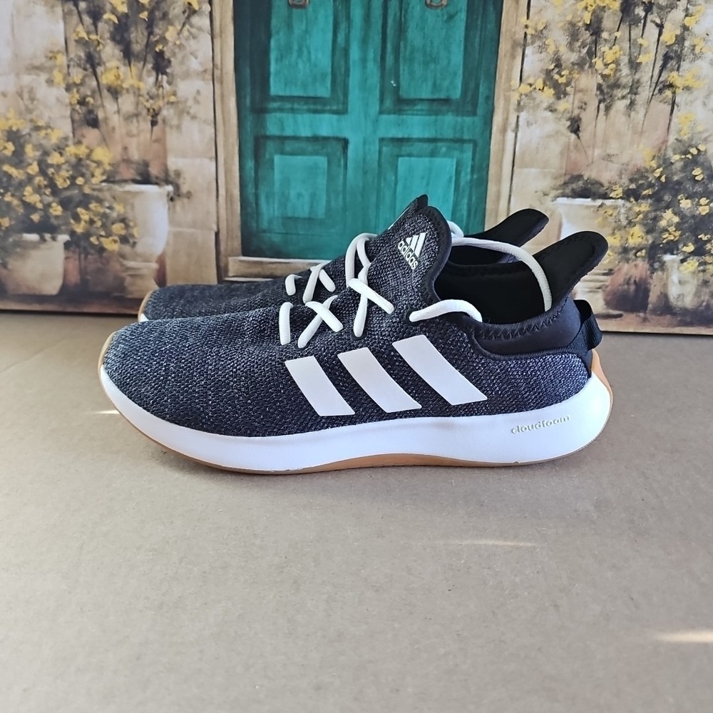 Adidas Women's Cloudfoam Pure Running Shoes Size 10 Black Grey White